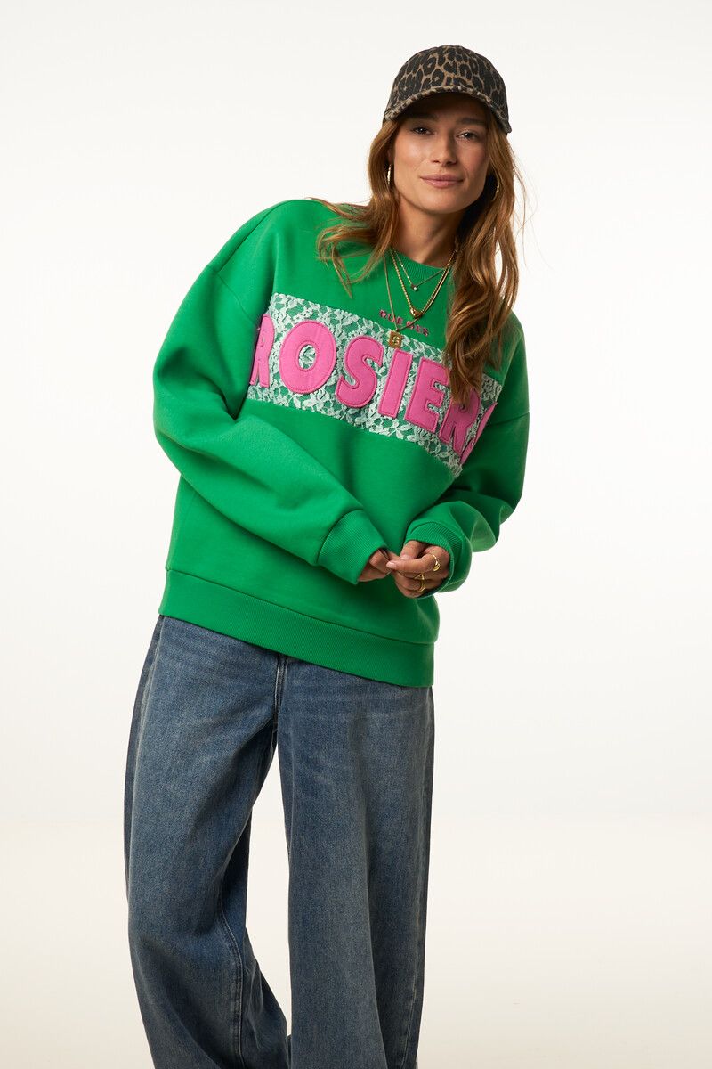 My Jewellery Rue de rosier lace sweater Groen