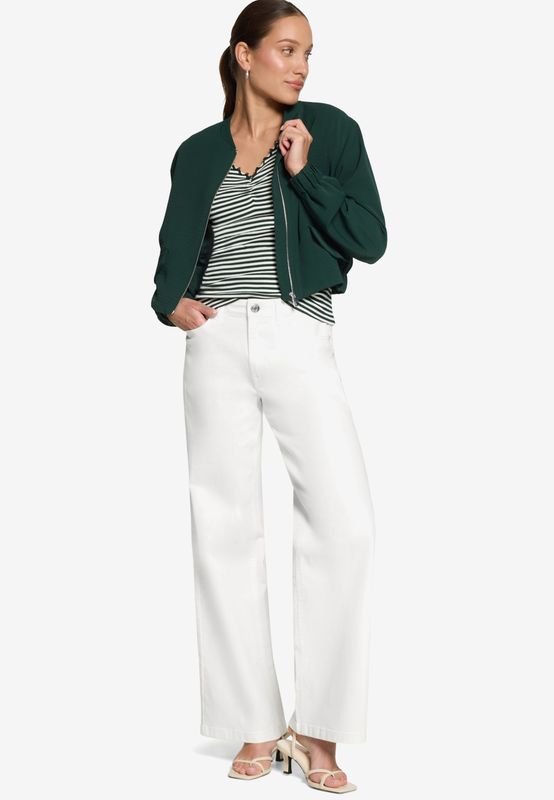 Zero Shirt Gestreept shirt met plooien groen/creme