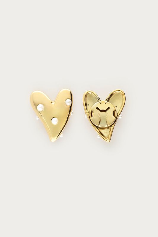My Jewellery hartjes met imitatieparels knopen set Goud