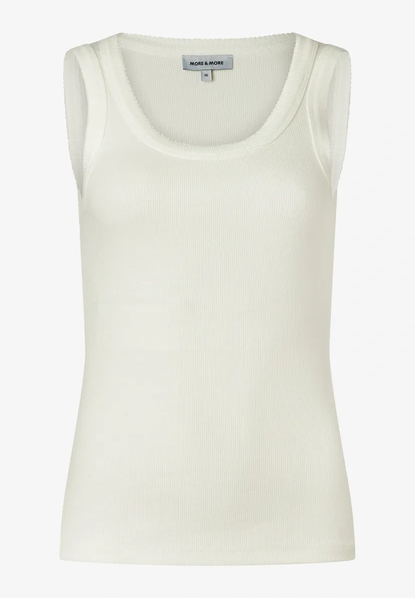 More &amp; More Top geribbelde bovenkant off white