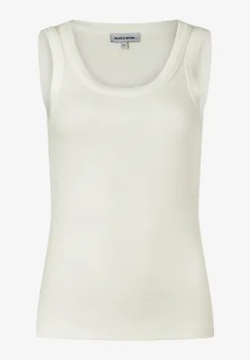More &amp; More Top geribbelde bovenkant off white