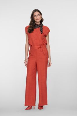 Geisha cropped blouse met linnenlook Oranje