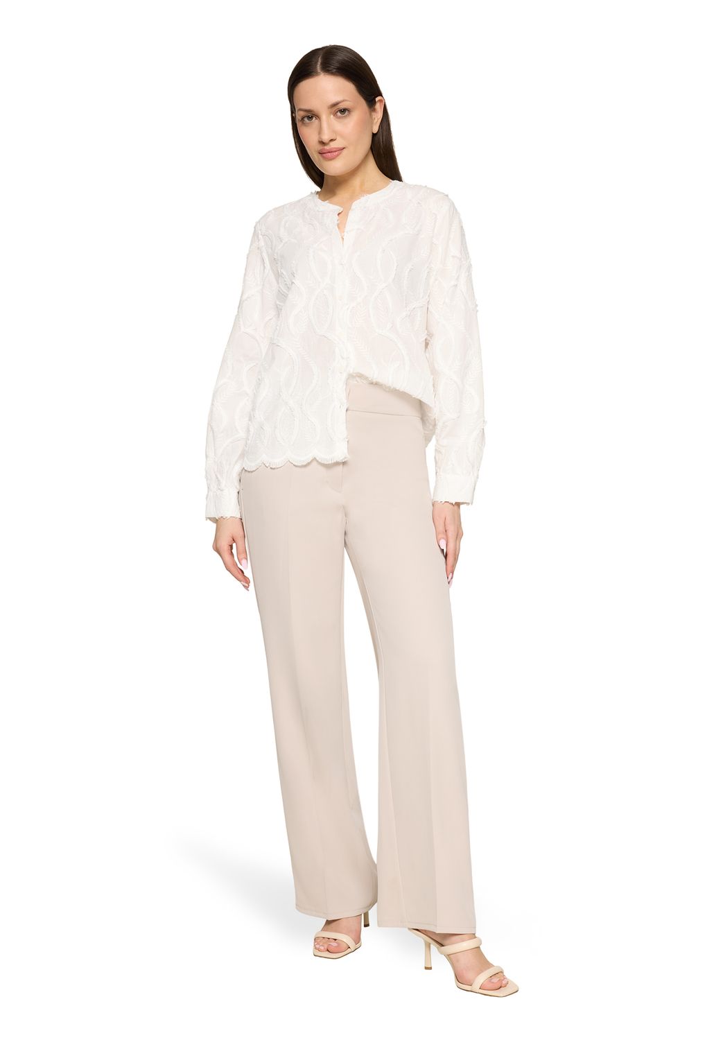 Betty Barclay Kanten blouse met decoratieve randen Beige