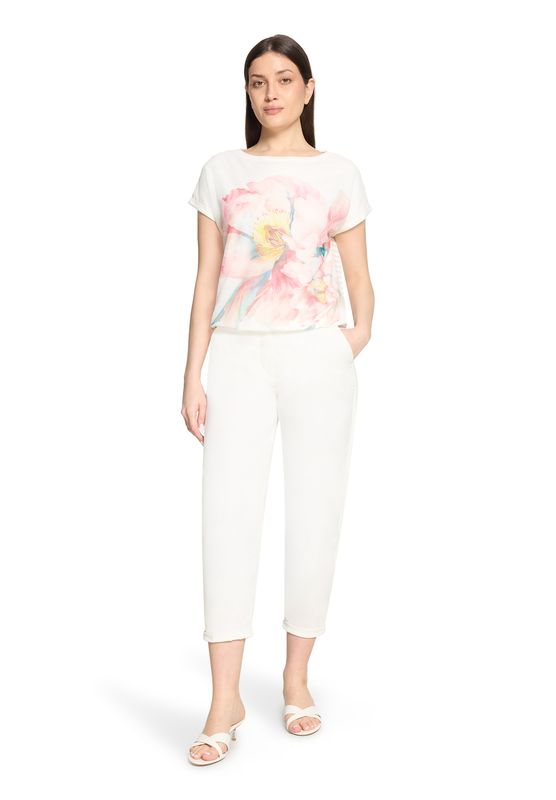 Betty Barclay Shirt met korte mouwen en elastische tailleband Ecru