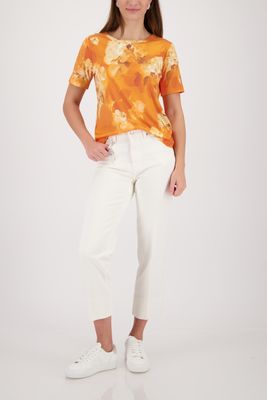 Monari T-shirt met bloemenpatroon Oranje