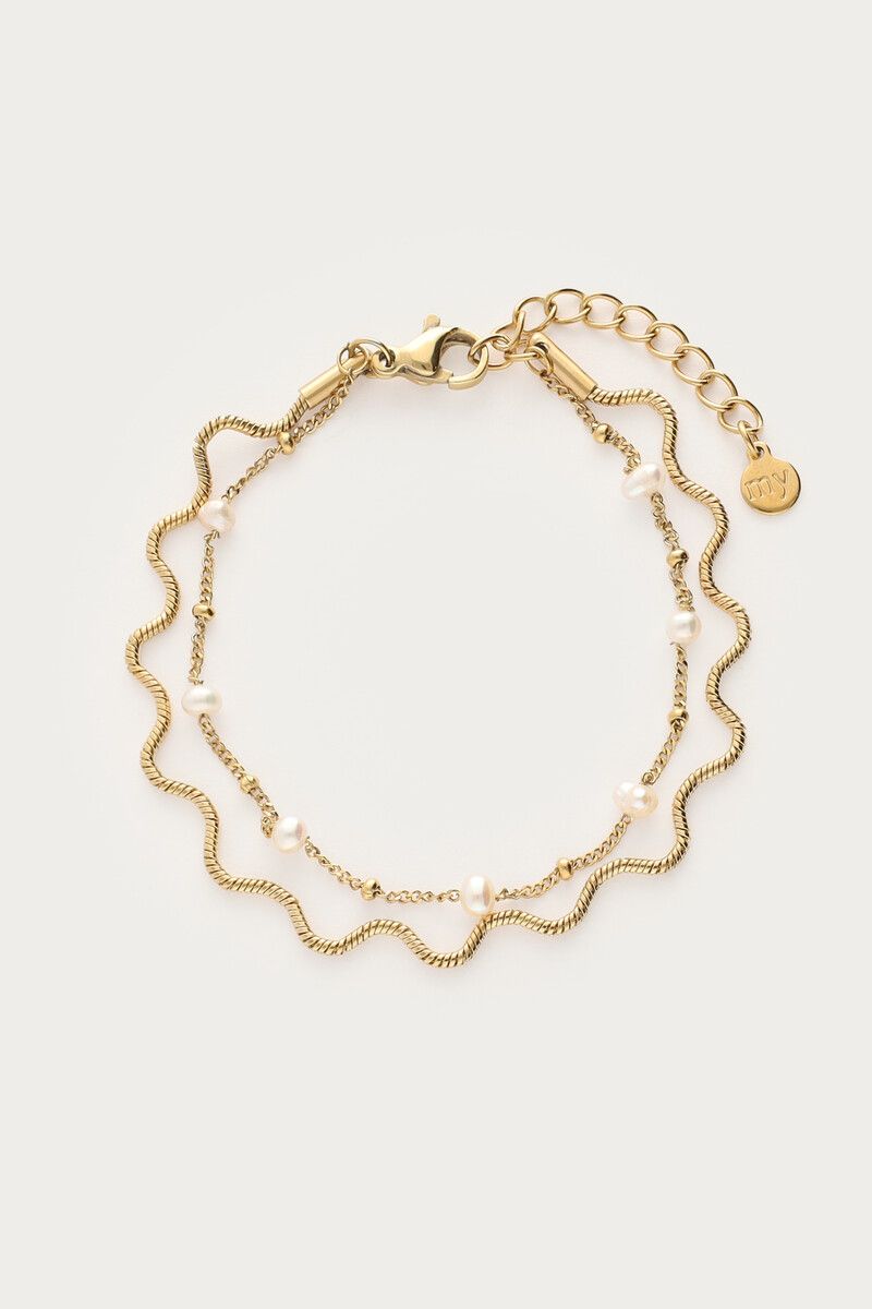 My Jewellery Bold dubbele armband met imitatieparels Goud