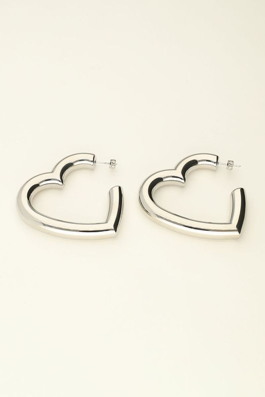 My Jewellery Statement oorbellen groot hart  Zilver