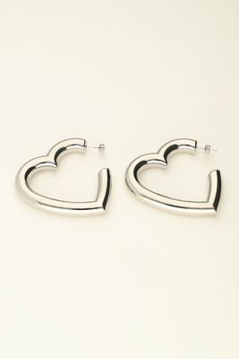 My Jewellery Statement oorbellen groot hart  Zilver