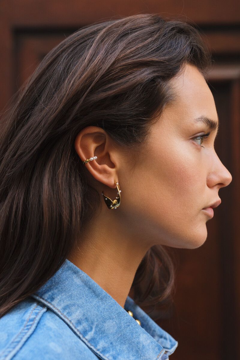 My Jewellery bold oorringen met swirl en zoetwaterparels Goud