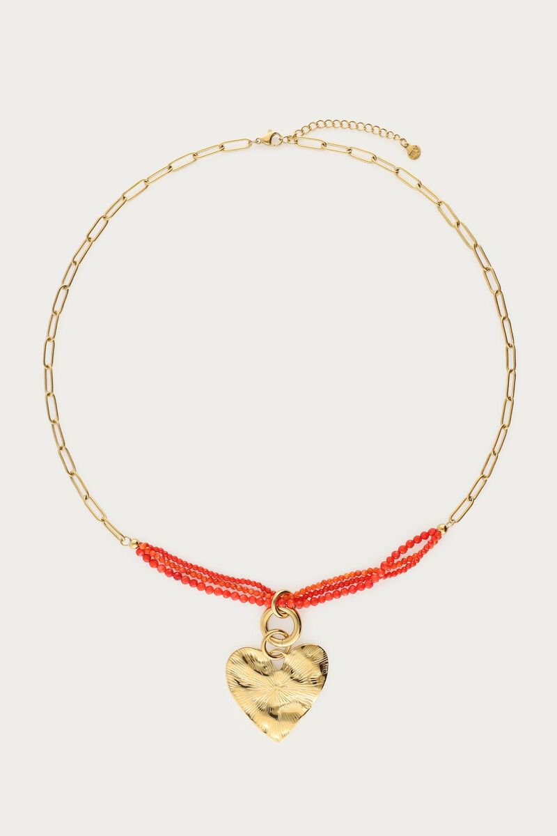 My Jewellery Nomads schakelketting met hartje en kralen Goud