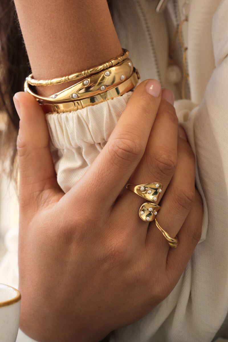 My Jewellery bold bangle met twist en imitatieparels