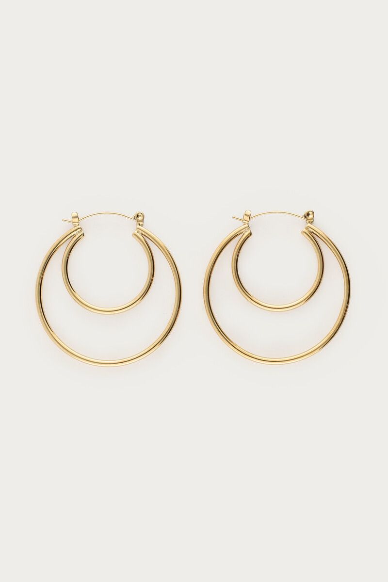 My Jewellery Bold dubbele oorringen groot Goud