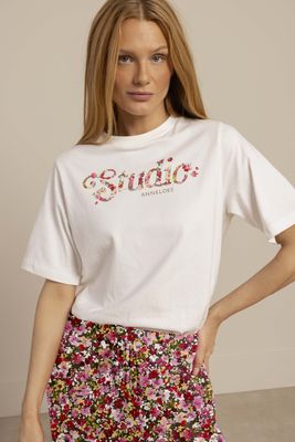 Studio Anneloes Flower studio floor t-shirt Ecru