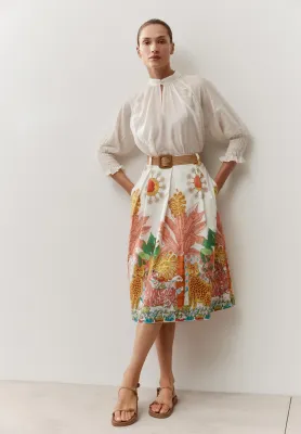 More&amp;More Jungle Print Poplin Rok Groen