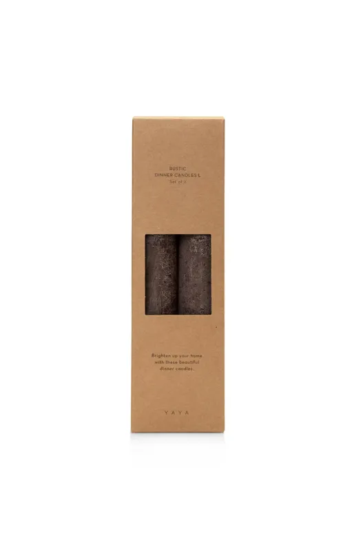 YAYA Set rustieke dinerkaarsen Bruin
