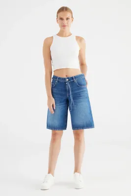 Cup Of Joe Denim wide straight denim short Blauw Harper