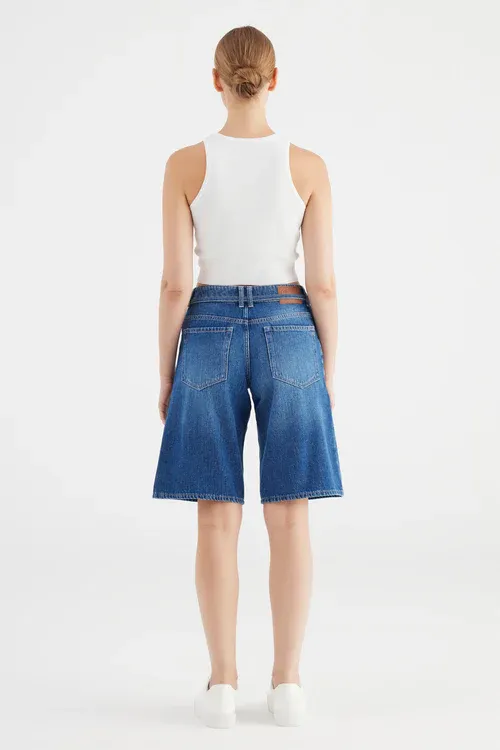 Cup Of Joe Denim wide straight denim short Blauw Harper