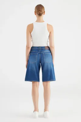 Cup Of Joe Denim wide straight denim short Blauw Harper