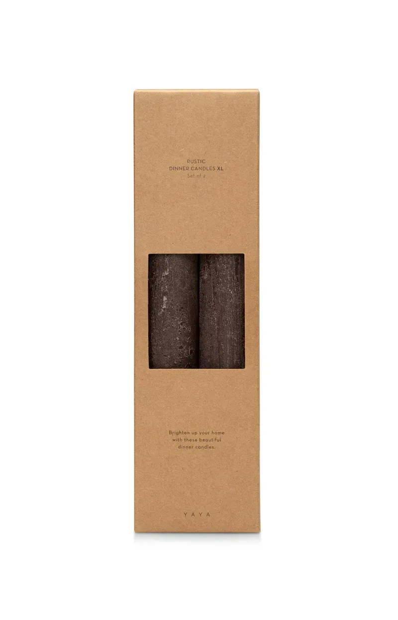 YAYA Set rustieke dinerkaarsen XL Bruin