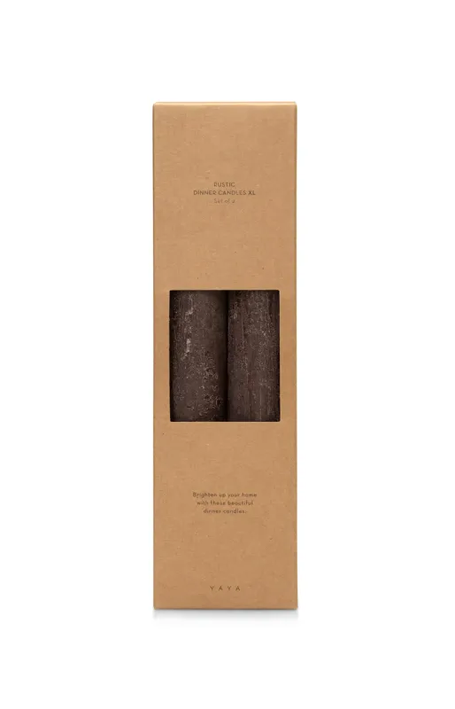 YAYA Set rustieke dinerkaarsen XL Bruin