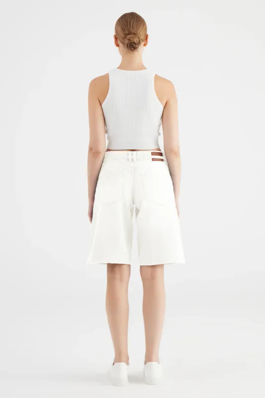 Cup Of Joe Denim wide straight denim short Ecru Harper