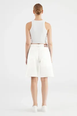 Cup Of Joe Denim wide straight denim short Ecru Harper