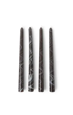 YAYA Set van 4 marble kaarsen Bruin
