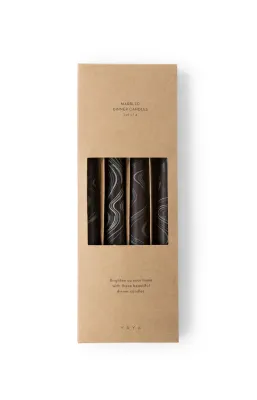 YAYA Set van 4 marble kaarsen Bruin