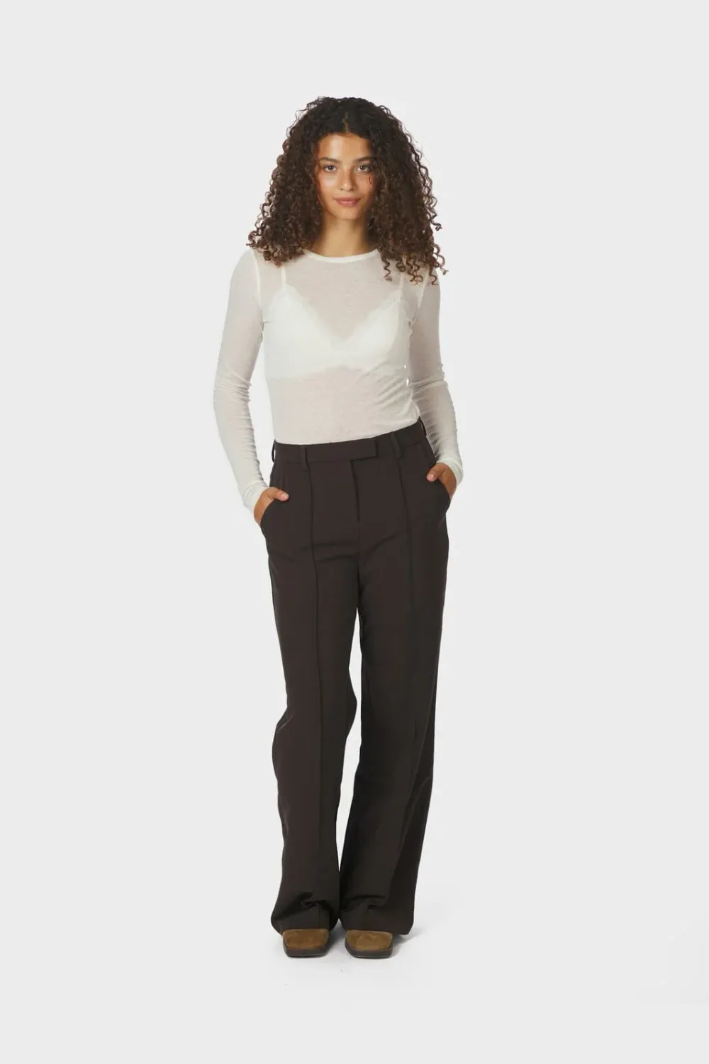 Neo Noir Nella Fine Rib Blouse Wit