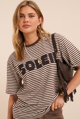 My Jewellery Bruin gestreept T-shirt "Soleil"