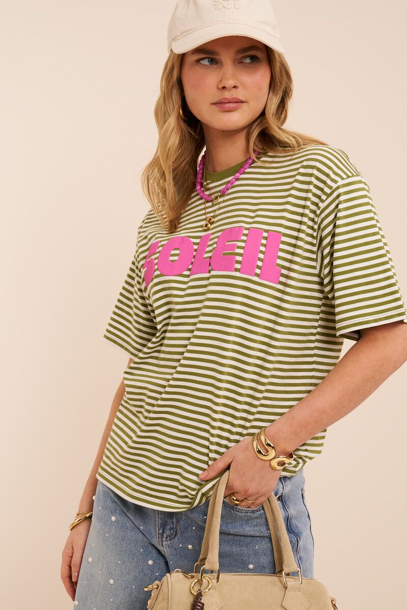 My Jewellery Groen gestreept T-shirt "Soleil"