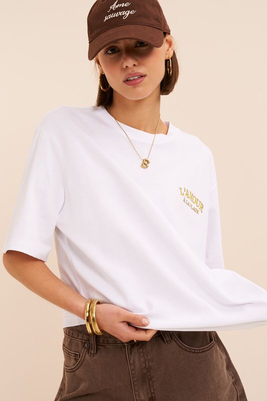 My Jewellery Wit T-shirt "L'amour à la plage"