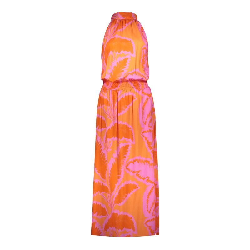 Geisha jurk halter paars/oranje