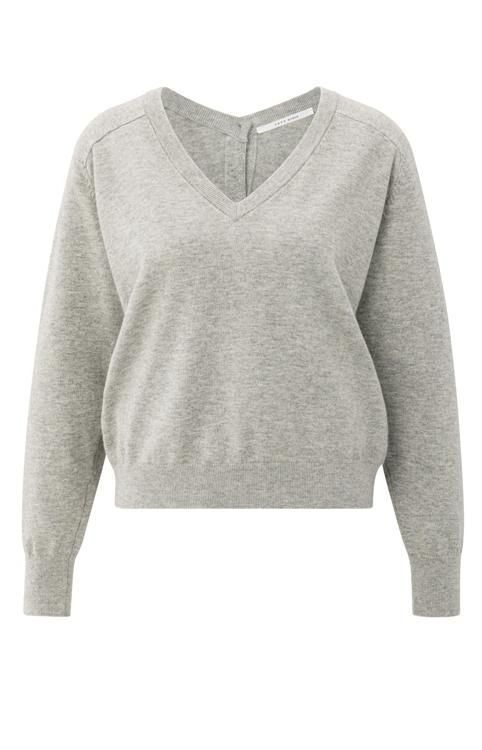 YAYA Sweater met dubbele V-hals Grijs