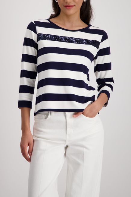 Monari Sweatshirt met sequinstrepen Blauw