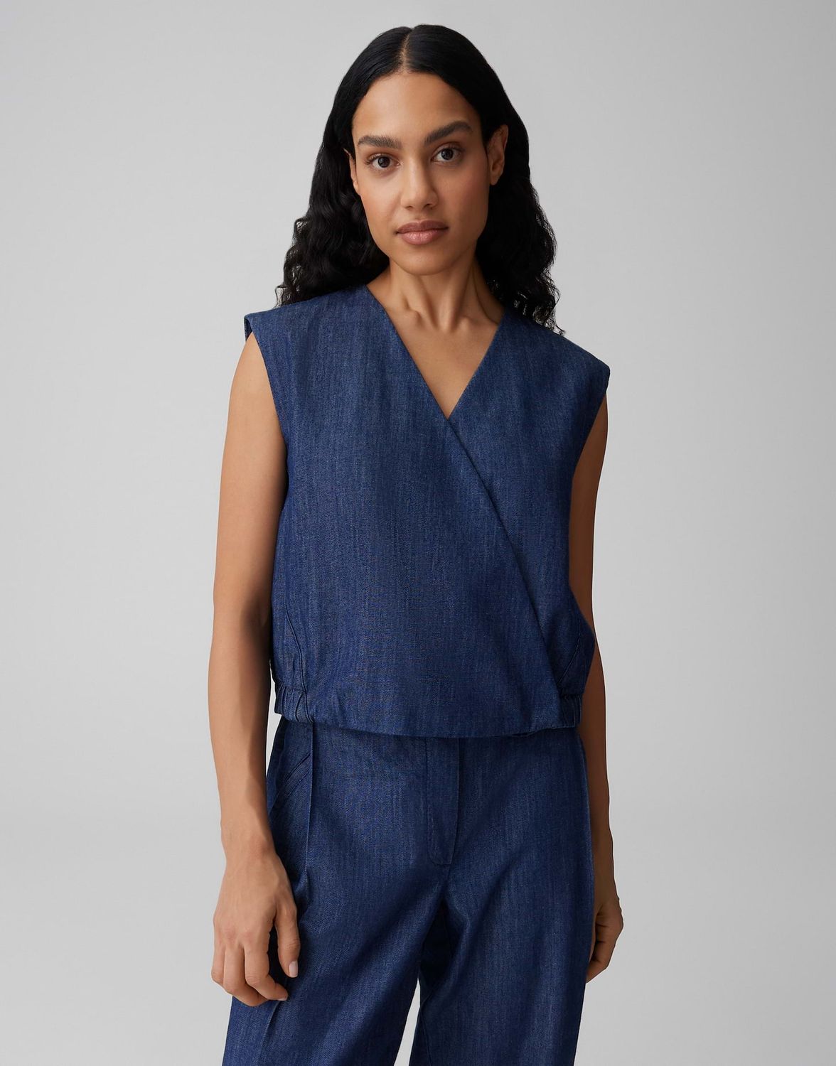 Opus Top Wiona van zacht chambray denim