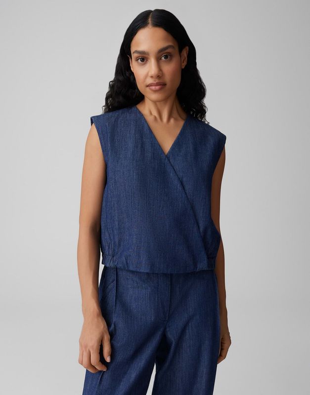 Opus Top Wiona van zacht chambray denim