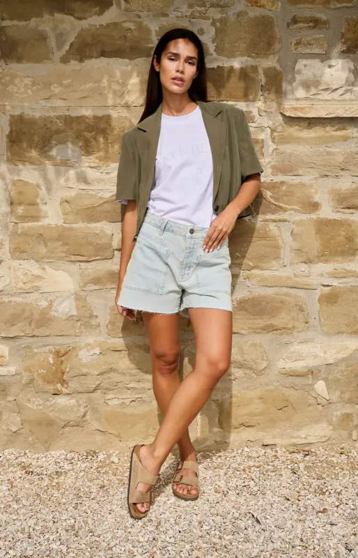 YAYA Short met zakdetails en rafelige zoom Blauw