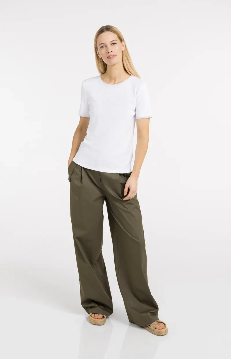 YAYA T-shirt met mesh details Ecru