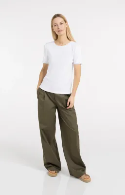 YAYA T-shirt met mesh details Ecru