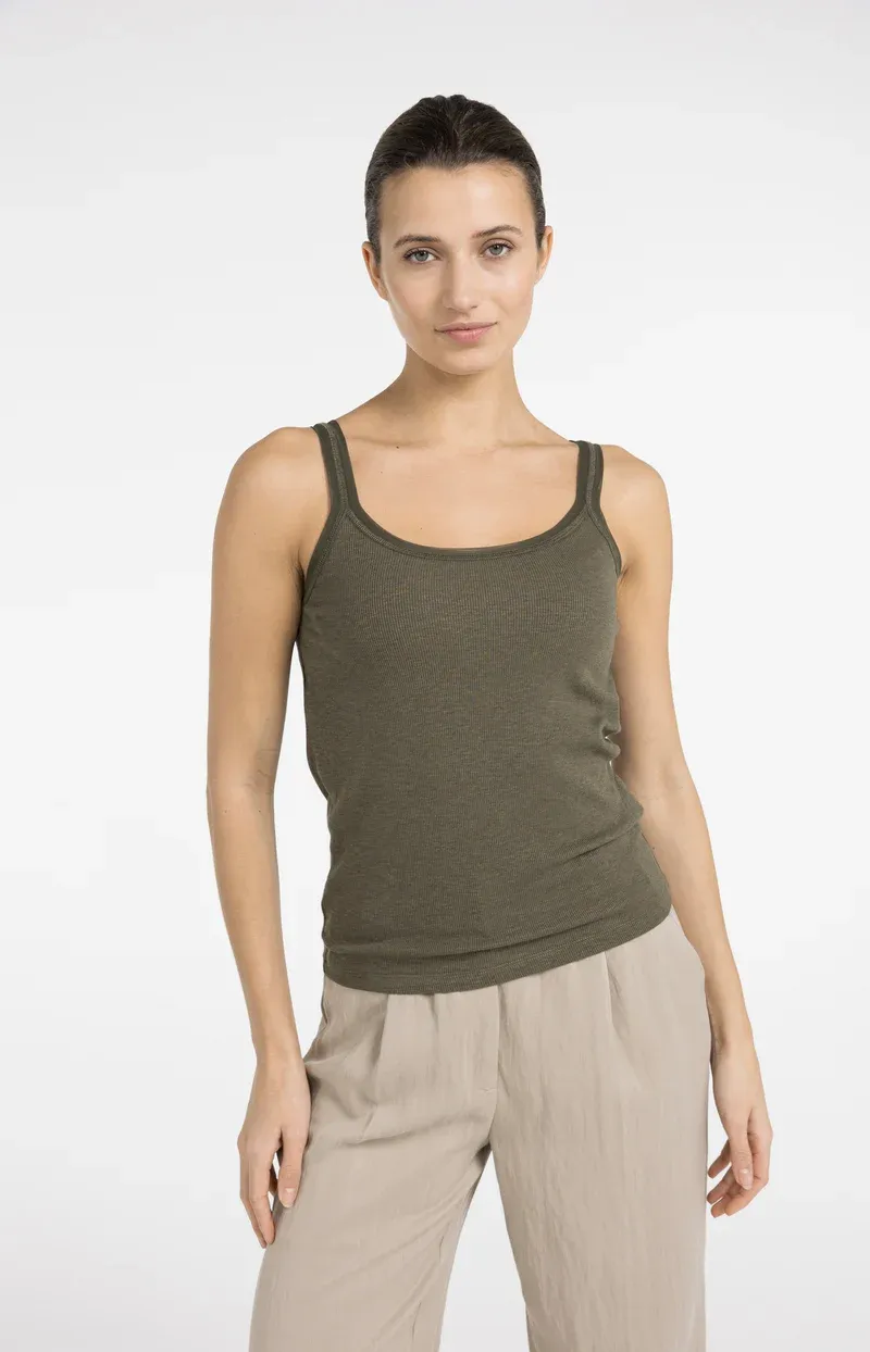 YAYA Singlet met mesh afwerking Groen