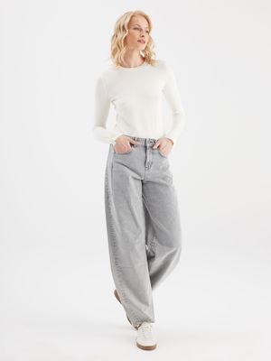 Cup Of Joe Denim mid waist balloon jeans Grijs Clara L30/32