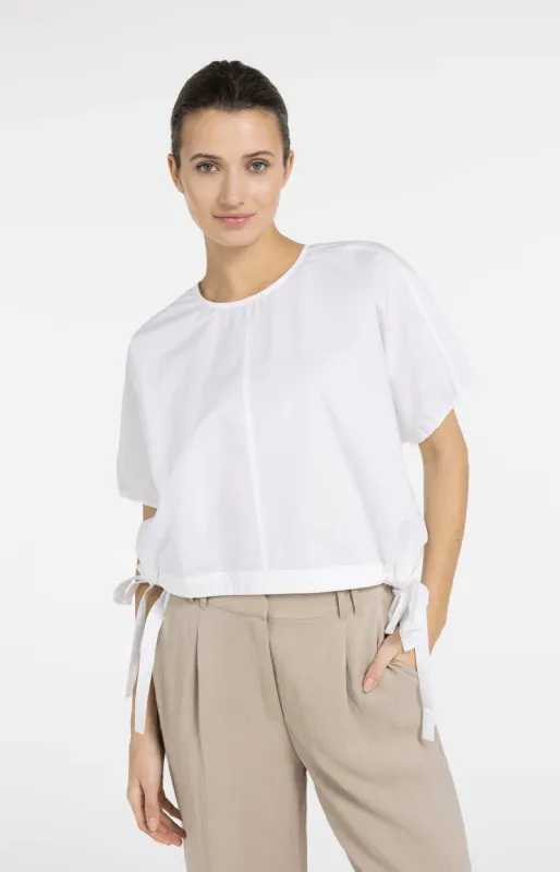 YAYA Boxy top met verstelbare taille en pofmouwen Wit