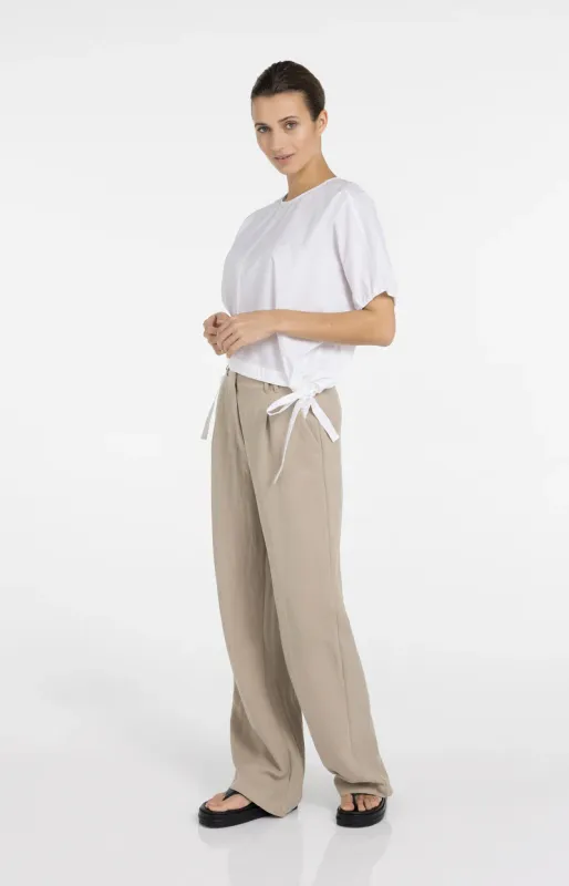 YAYA Boxy top met verstelbare taille en pofmouwen Wit