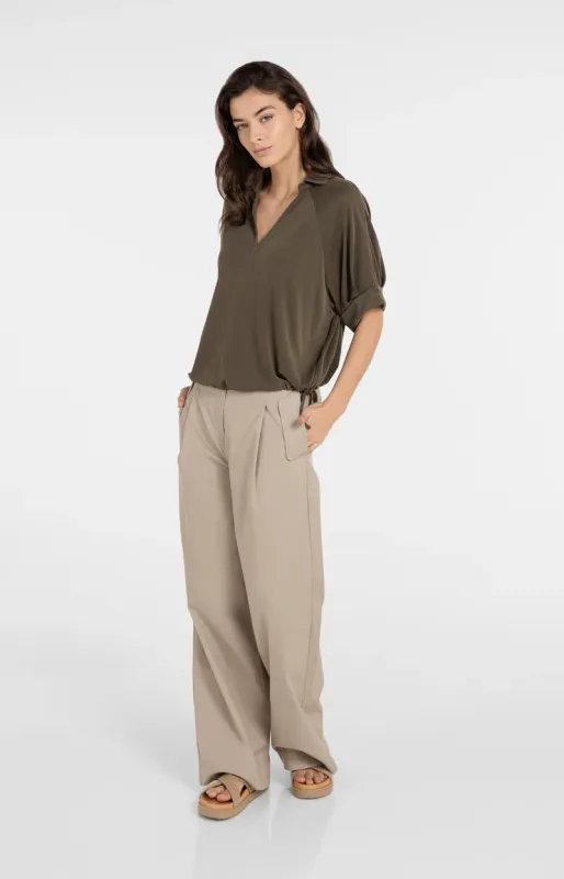 YAYA Jersey top met geplooide mouwen Groen