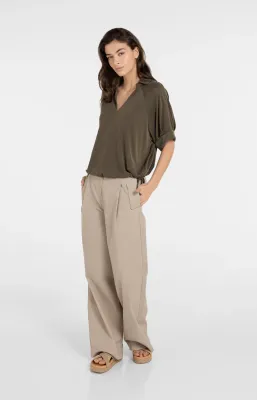 YAYA Jersey top met geplooide mouwen Groen