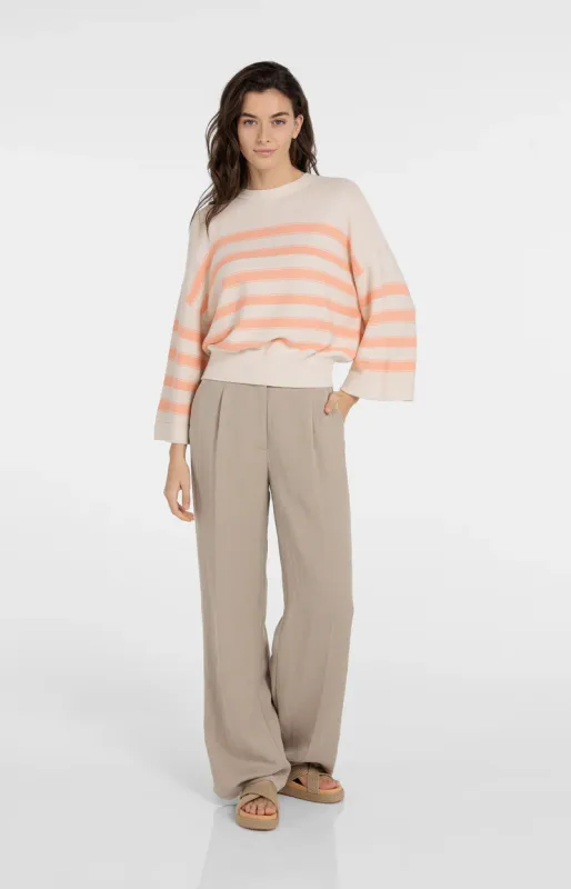 YAYA Gebreide sweater met strepen en wijde mouwen Oranje