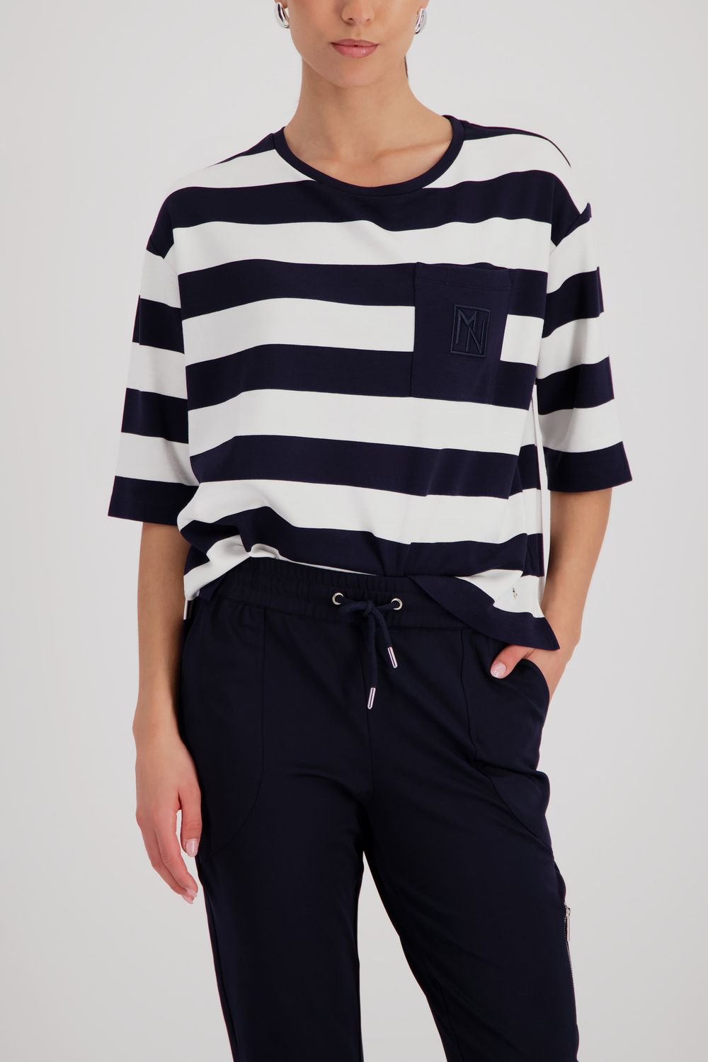 Monari shirt marine gestreept