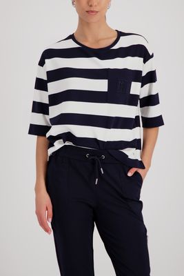 Monari shirt marine gestreept