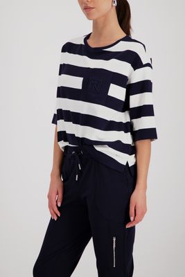Monari shirt marine gestreept